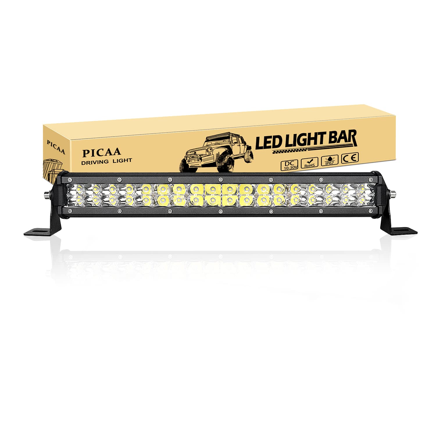 PICAA Bar Led, Dwurzędowy 15 Cal 38CM 108W LED Light Bar 12V Reflektory Bar Światła pracy LED dla SUV Offroad ATV UTV Ciągnik 4x4 Samochód Auto