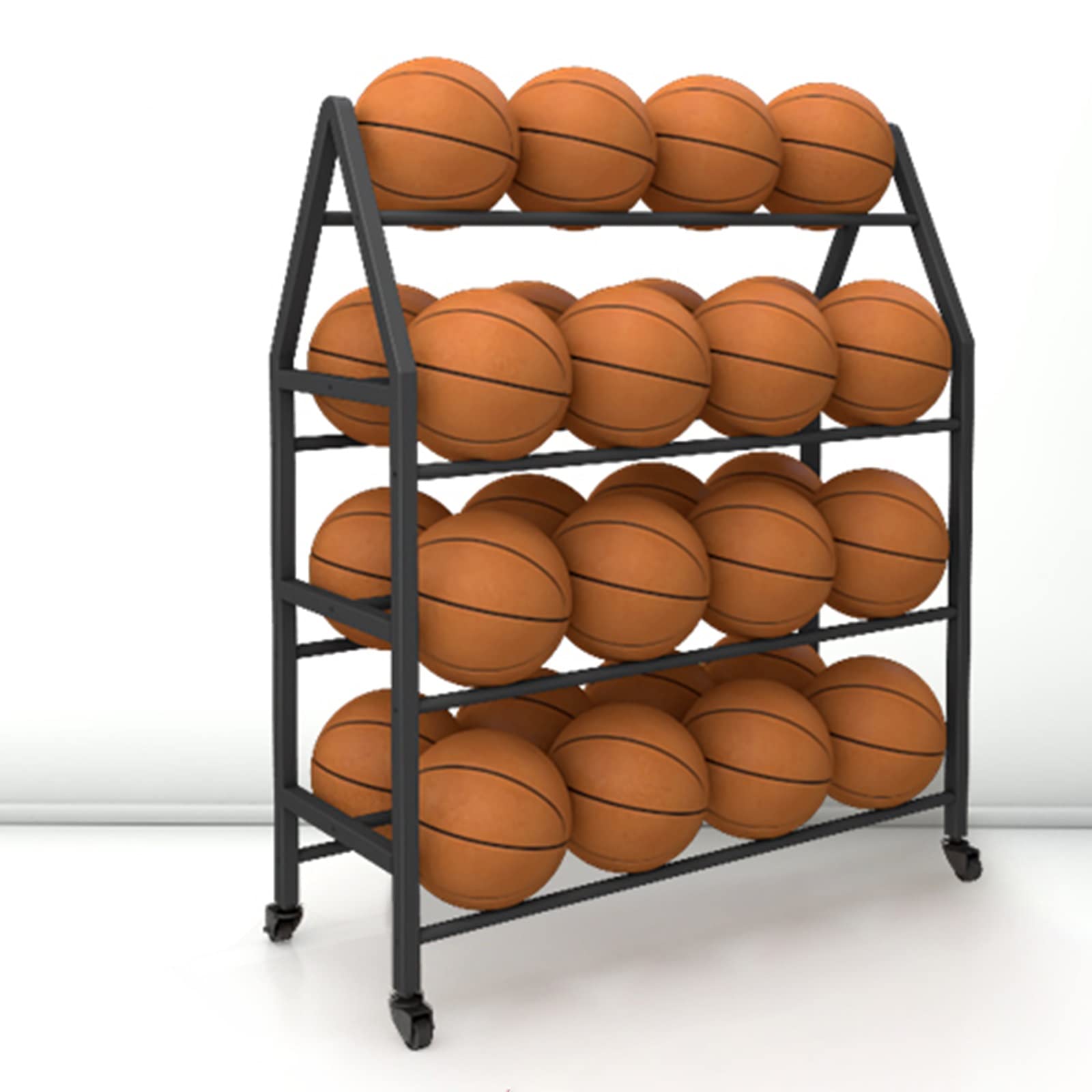 Bomba de pelota deportiva con estante de almacenamiento de 4 niveles y ruedas bloqueables para un fácil uso doméstico y deportivo. Inflador portátil para fútbol, baloncesto, fútbol, voleibol