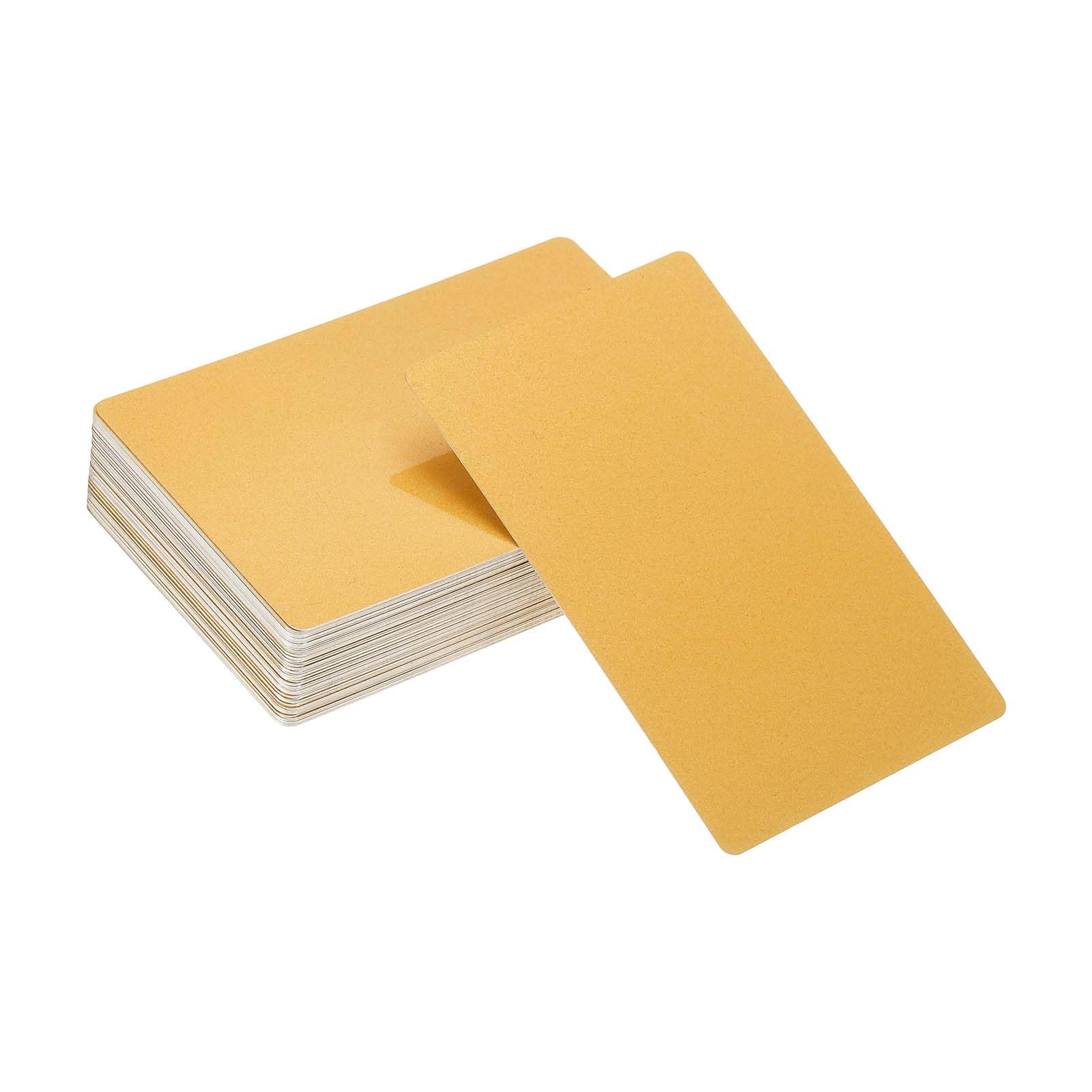 YELARXI Metal Business Card Blanks Aluminum Laser Engraving Business Cards, 86 x 54 x 0.3 mm Fit for Office Name DIY Printing (60 Pack, Frosted Gold)