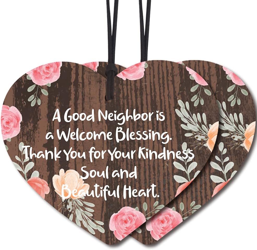 FOUR ORANGUTANS A Good Neighbor Funny Inspirational Wooden Heart Plaque, Funny Decoration Sign, Funny Home Decor, Gift for Friend, Women, Men, Sister, Christmas, Birthday, Thanksgiving Day Gifts