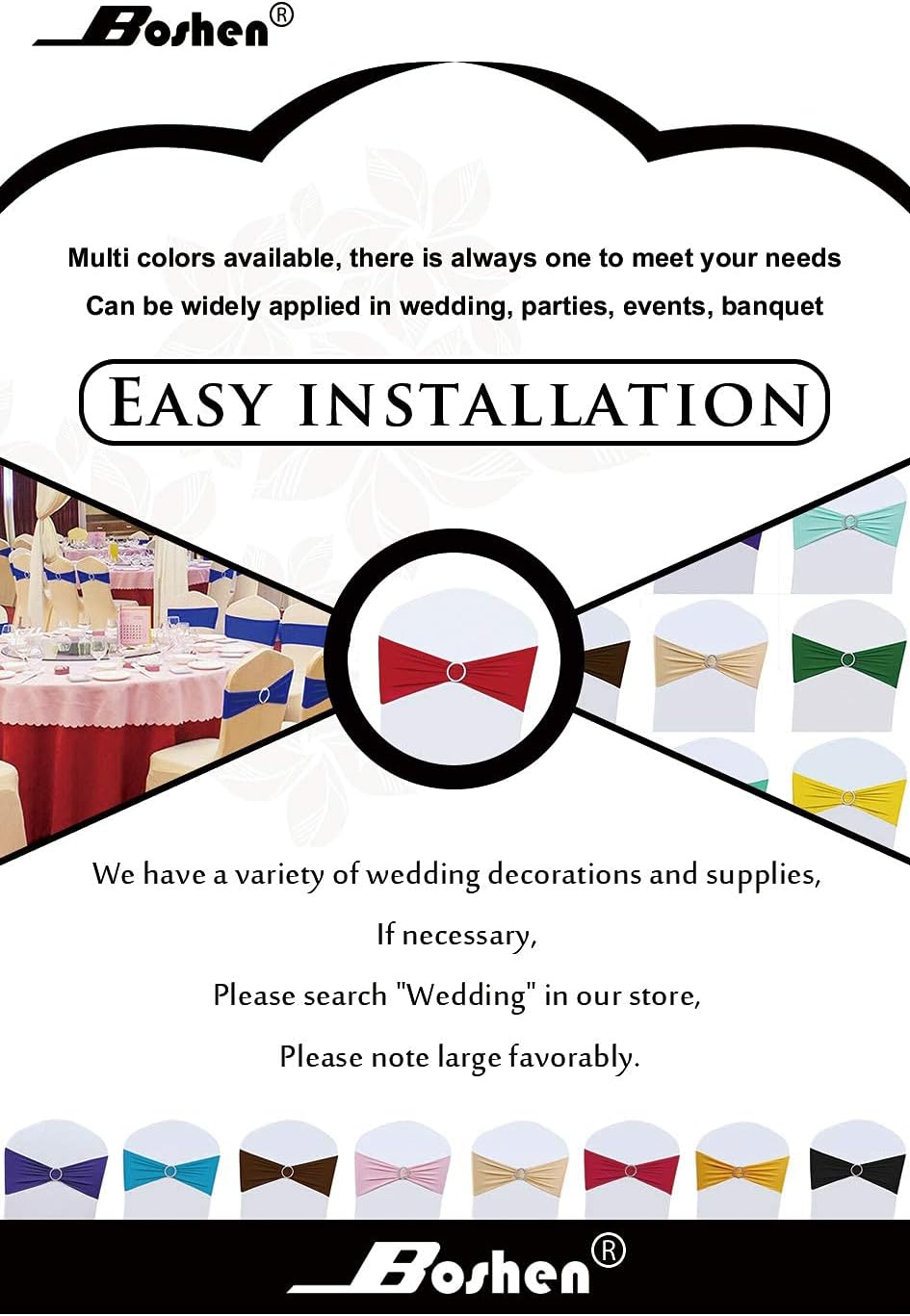 100PCS Wedding Chair Decorations Stretch Chair Bows and Sashes for Party Ceremony Reception Banquet Spandex Chair Covers slipcovers (100, Coffee)