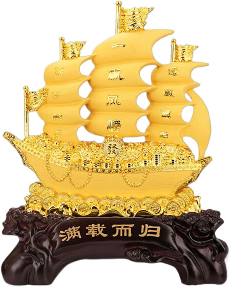 招财一帆风顺帆船摆件 Feng Shui Figurine Home Office Decor Chinese Gifts 龙船办公室店铺公司开业礼品工艺品 8865