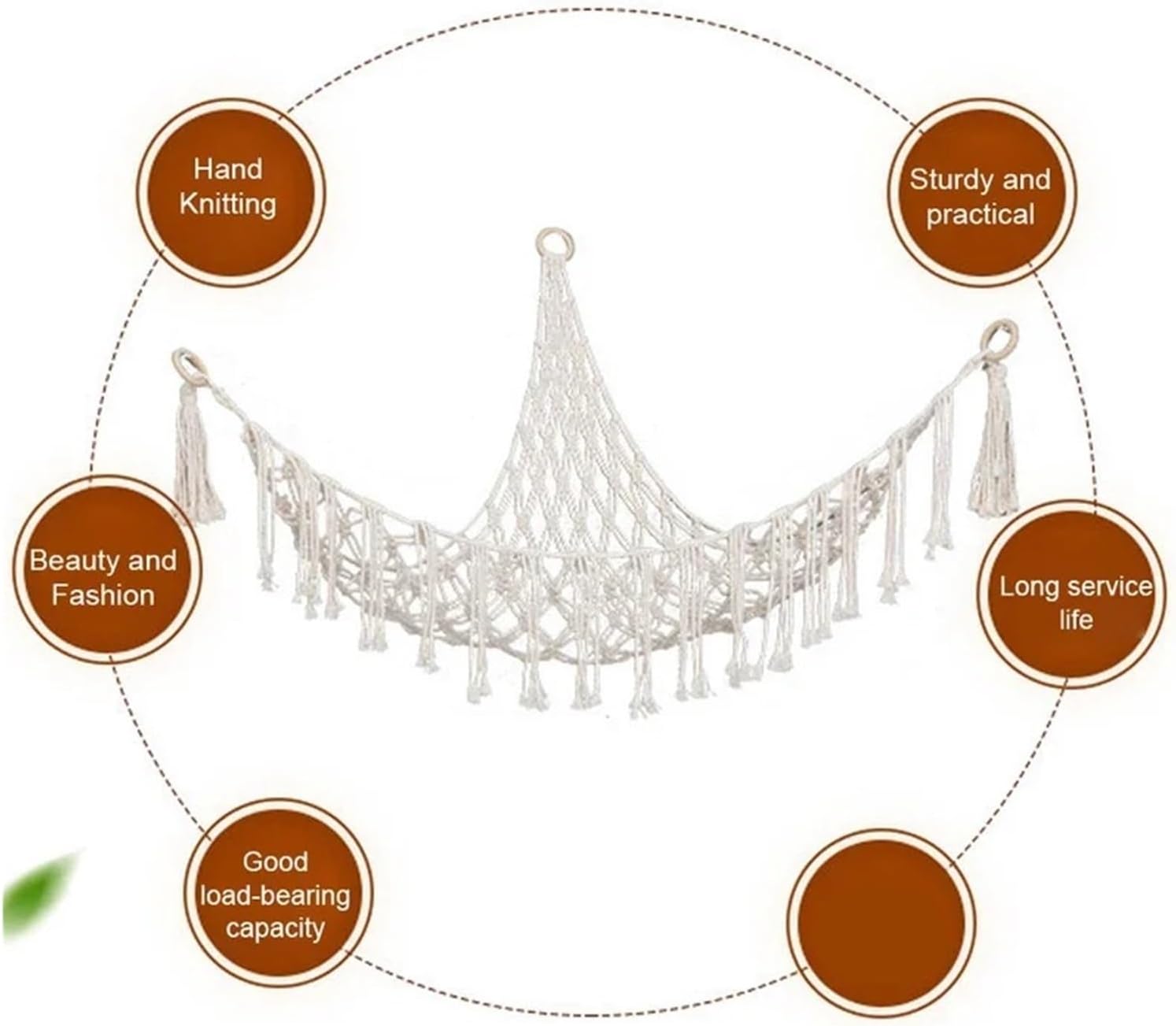 Triangle Hanging Mesh Storage Basket Boho Hammock Cotton Tassel Wall Net Bedroom Living Room