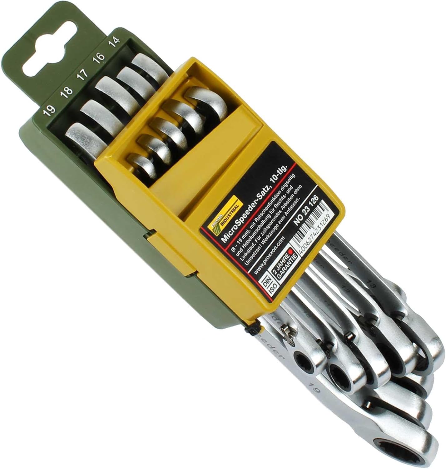 PROXXON 23126 Wrench Set, Ratchet 8-19 mm Extra Long Design-Time-Saving Work