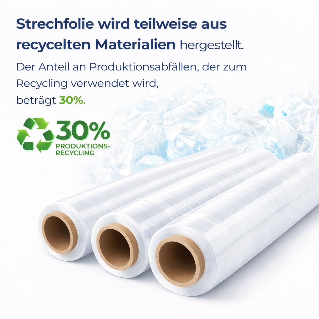 All4All Stretchfolie Transparent 2,4kg - 23 µm – 12 Rollen - 240 m x 50 cm – Handstretchfolie für Paletten - Verpackungsfolie - Wickelfolie - Reißfest - 150% Dehnbar - Umzug Stretchfolierolen