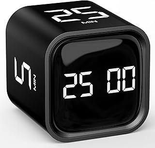 HAUSPROFI Pomodoro Timer, Countdown 5|25|10|50 Minute, Schwerkraft-Timer, Küchentimer, Kurzzeitwecker Küche, Zeitmanagement-Tool, Kinder Adhs Hilfsmittel Arbeit Lernen Sport Kochen, Schwarz