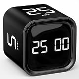HAUSPROFI Pomodoro Timer, Countdown 5|25|10|50 Minute, Schwerkraft-Timer, Küchentimer, Kurzzeitwecker Küche, Zeitmanagement-Tool, Kinder Adhs Hilfsmittel Arbeit Lernen Sport Kochen, Schwarz