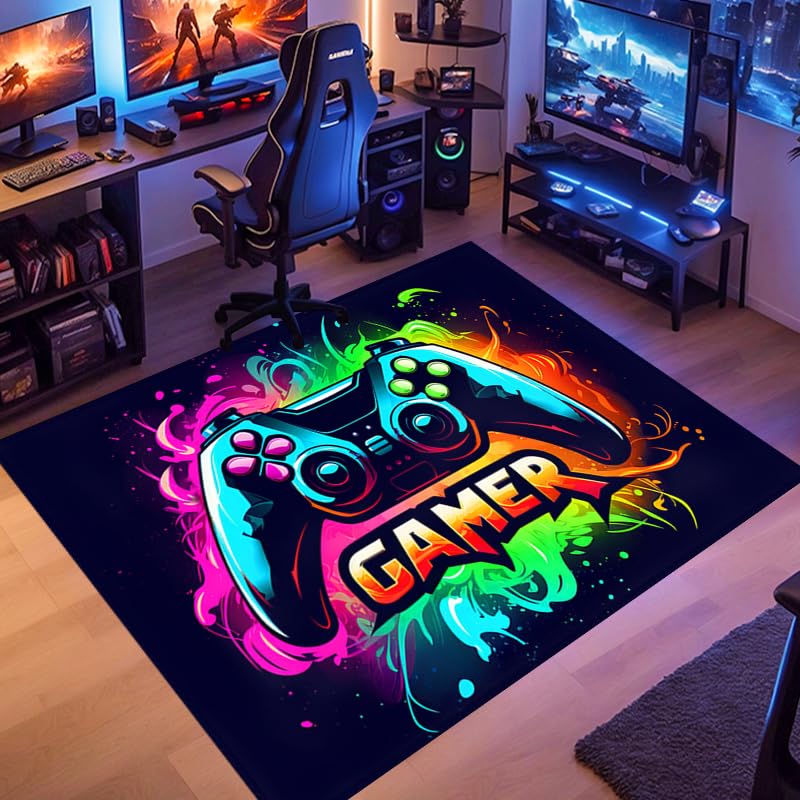 merlenuit Gaming Rug for Boys Room - Game Rugs for Boys Bedroom,Gamer Rug with Controller Design for Game Room,Esports Room 80x60 inches