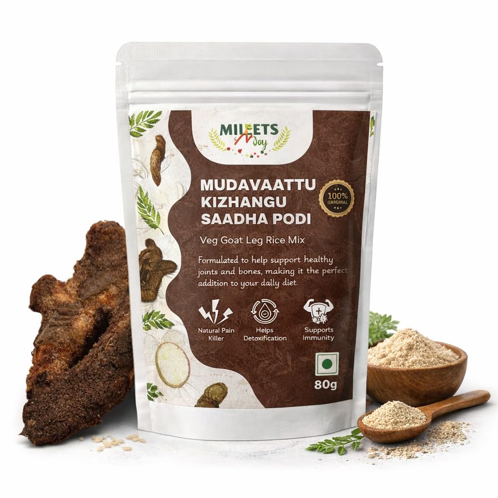 Millets N Joy Mudavaattu Kizhangu Saadha Podi Rice Mix | Veg Goat Leg Soup Style Mix | Made with Herbs, Grains & Spices | Natural Ingredients | Calcium & Iron Rich | For Kids & Adults | For Kids & Adults | Pack of 1 (80 g Each)-image-5