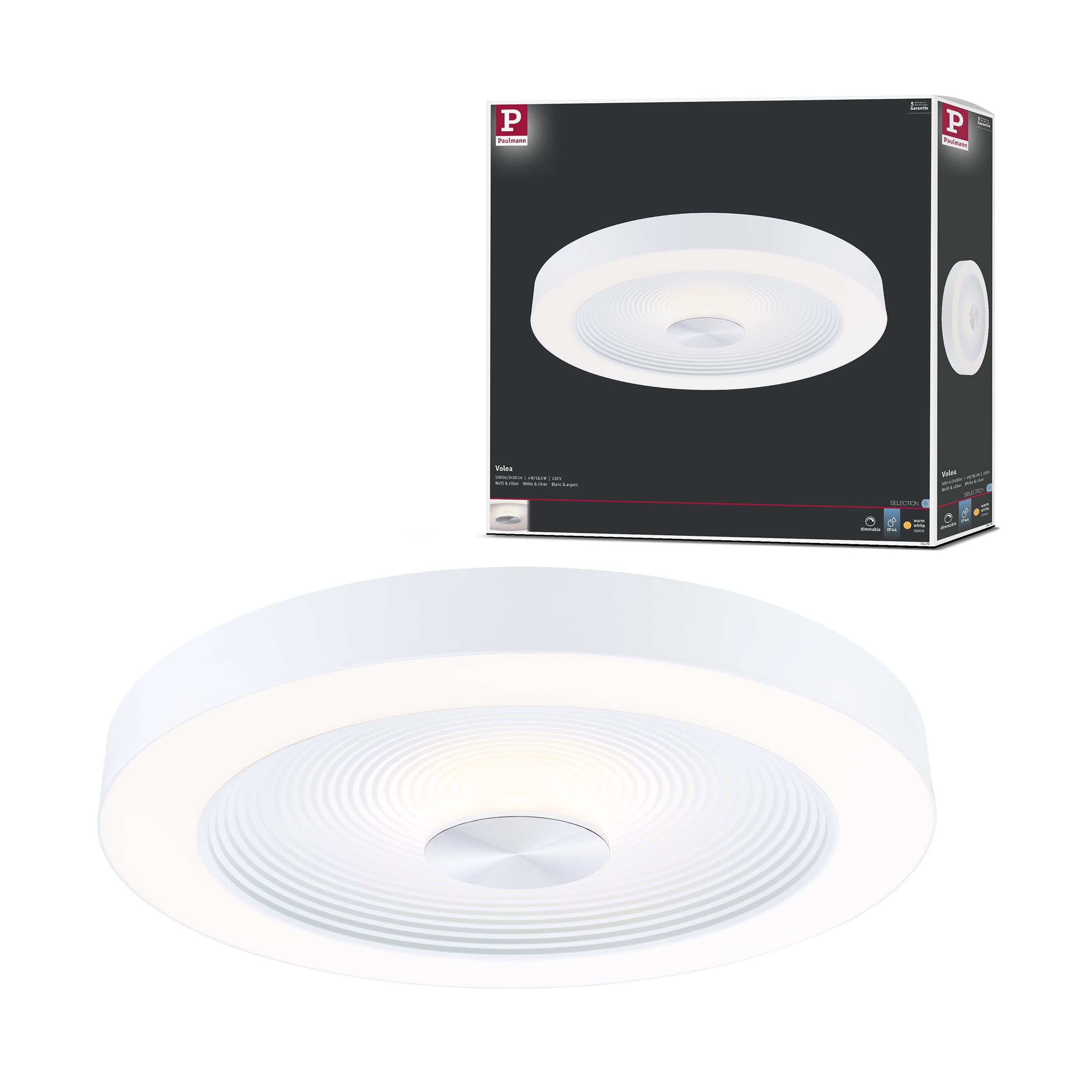 Paulmann Volea WD IP44 W/C dim LED 25W 400mm White Silver 230V Plastic 71179