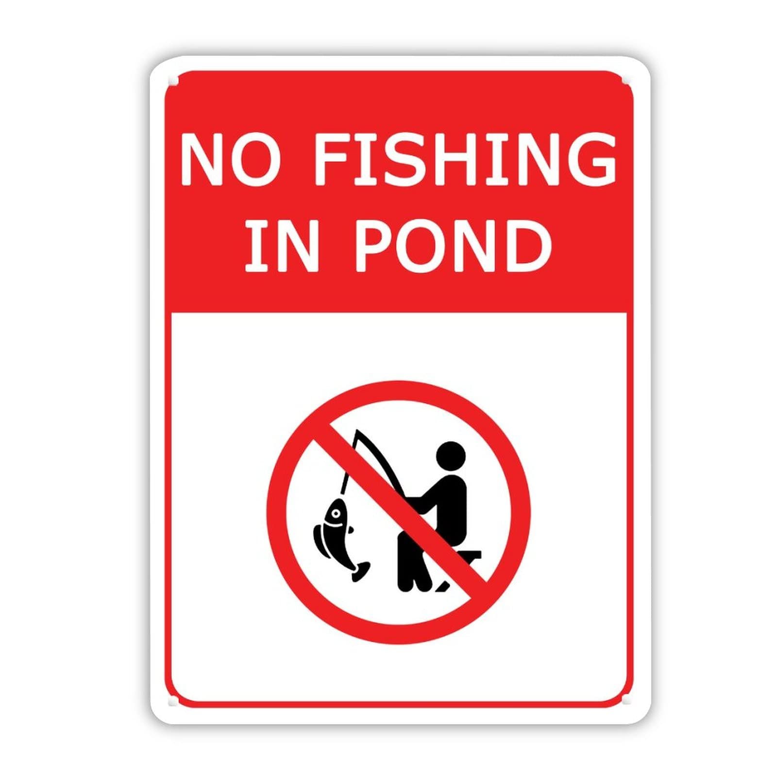 Panneau No Fishing in Pond en métal solide signalétique extérieure de bassin 40x30cm