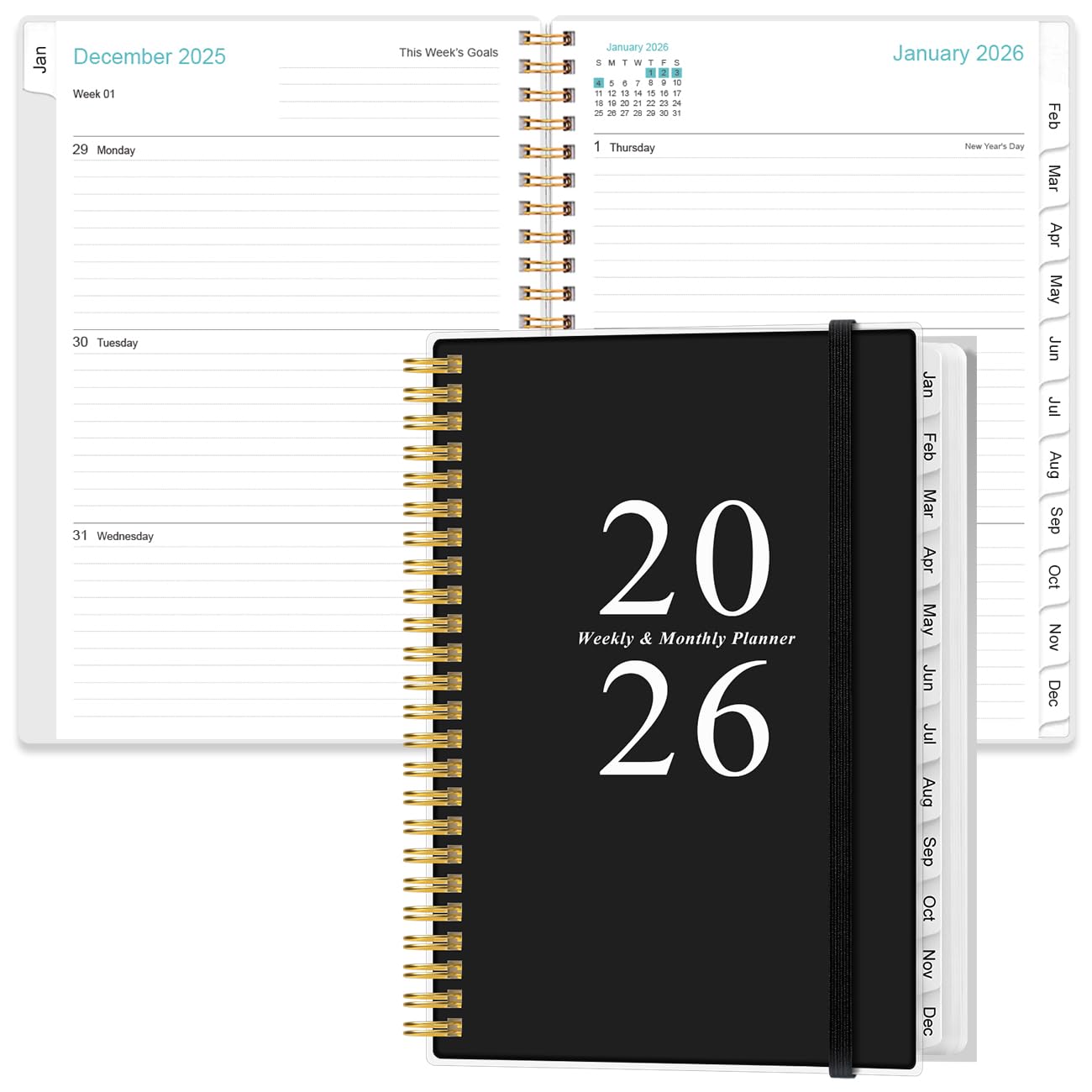 (3-Pack) 2026 Planner - A5 Weekly & Monthly Planners Spiral Bound, January 2026 - December 2026, 2026 Planner with Flexible Cover, Tabs, Inner Pocket, 6.4" x 8.5", Pink โ image 1