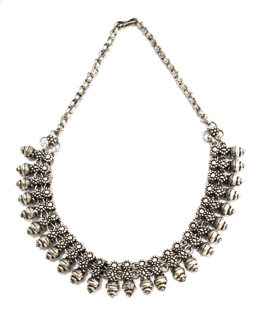 athizay tribal necklace in oxidized silver for women ethnic jewelry chokers (Modak Style Bead Choker) (B0752F6RW7) Amazon Price History, Amazon Price Tracker