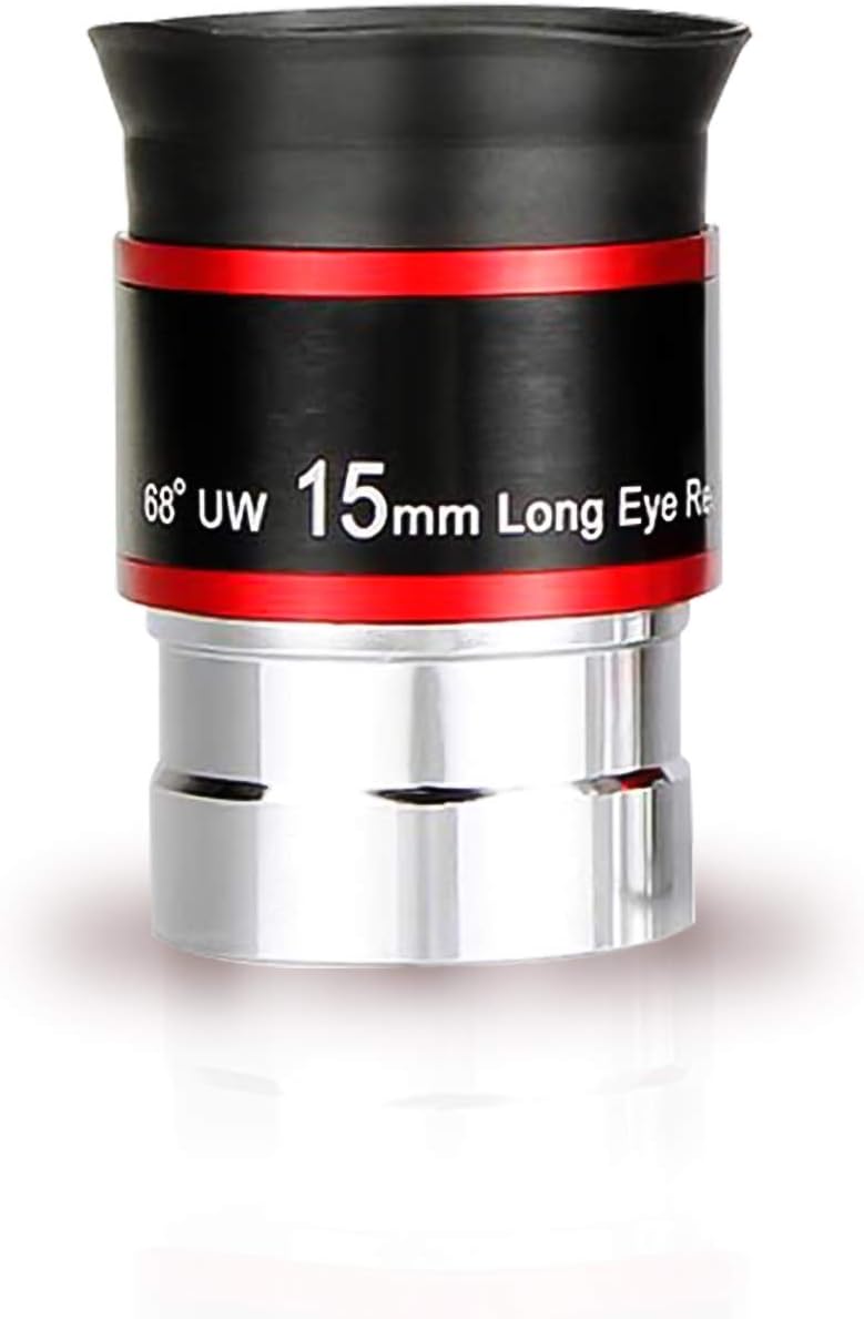 68-Degree Ultra Wide Angle Eyepiece for Telescope (15mm) Telescope Eyepiece Fully Green Coated 1.25 inches Telescope Accessories Set (15mm)-1 Pcs