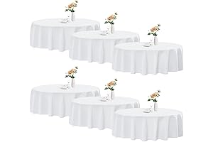 Romanstile 6 Pack White Round Tablecloths 60 Inch, Washable Circle Table Covers