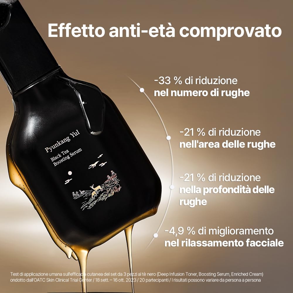 Pyunkang Yul Cofanetto regalo linea tè nero - Prodotti per la cura della pelle fermentata coreana per l'idratazione quotidiana, tonico di fascia alta premium di lusso, siero, crema
