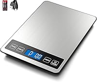 Fuzion Digital Kitchen Food Scale 22lb/10kg, 1g/0.1oz Accuracy, 7 Units, Tare PCS, Rechargeable, Tempered Glass for Baking Cooking
