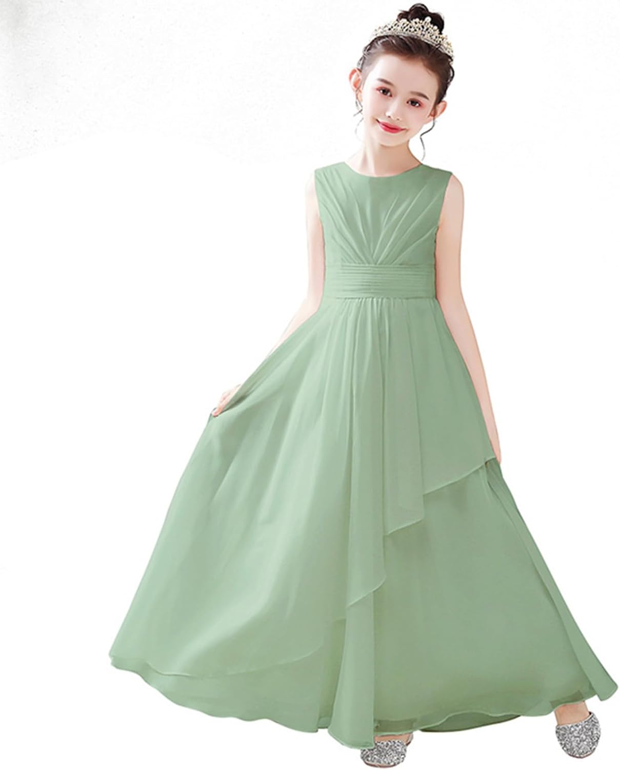 [LKHGCT] 子供ドレス ピアノ 発表会 女の子 フォーマル ロングドレス ピアノ発表会 結婚式 子供服 シフォン 袖なし リボ