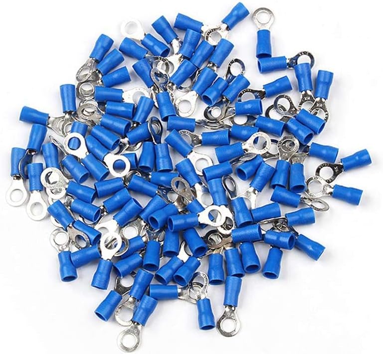 ERH India (50 Pc) Ring Type Wire Crimp Connectors 16-14AWG Insulated Terminals Ring Electrical Wire Crimp Connectors RV2-4