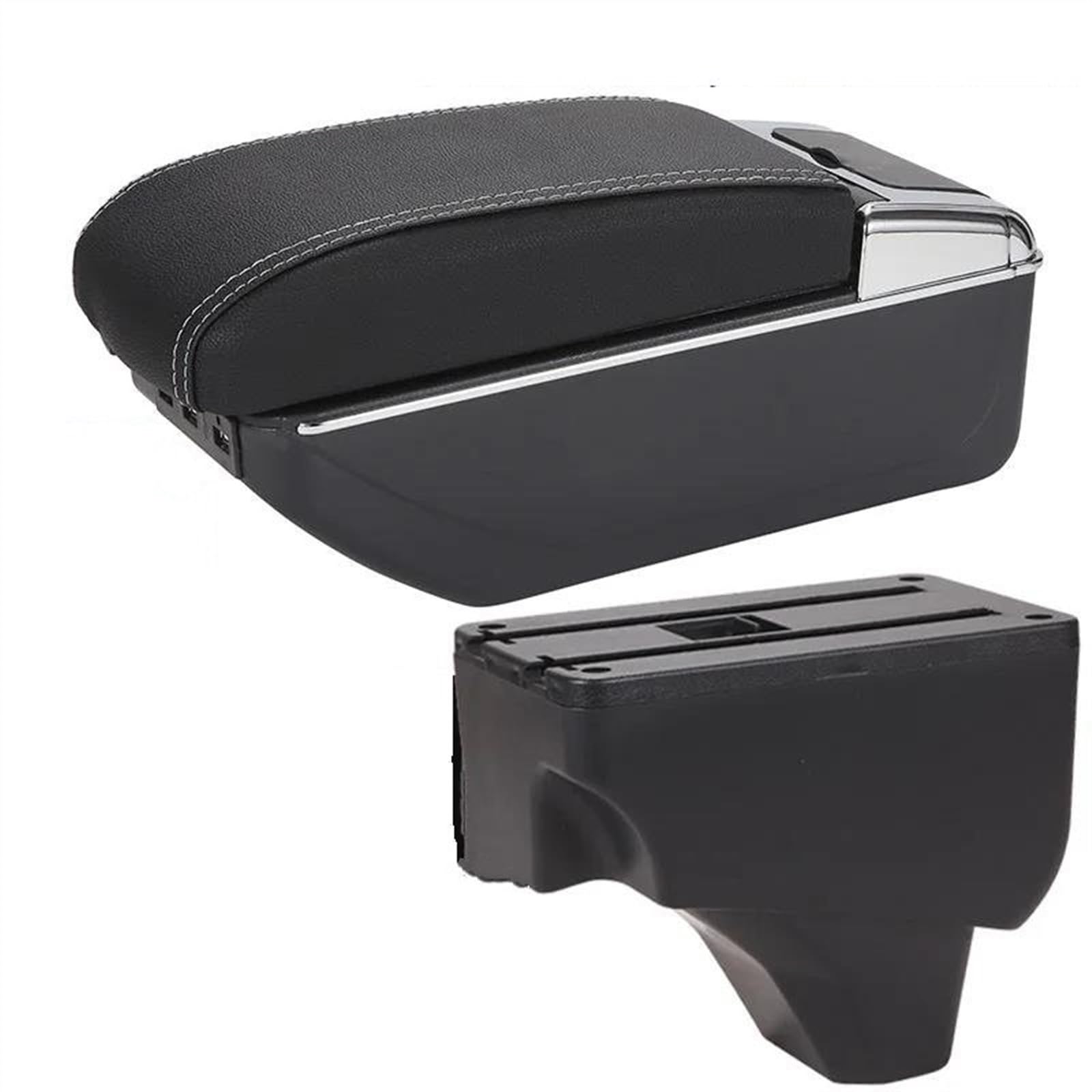 NOHEEU Center Console Armrest Storage Box Car Interior Parts Modification Accessories For Peugeot 208 2008 2019-2024(A3 Black white 7USB)