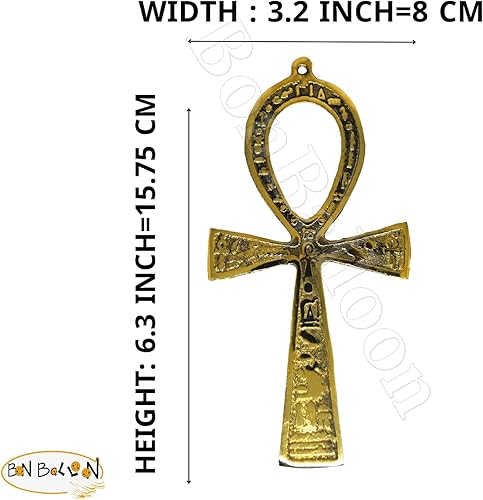 Miniatura 2 de Faraón egipcio antiguo de latón Ankh de 6.3 pulgadas clave de la vida símbolo de cruz esculturas para colgar en la pared Decoración Ornamento