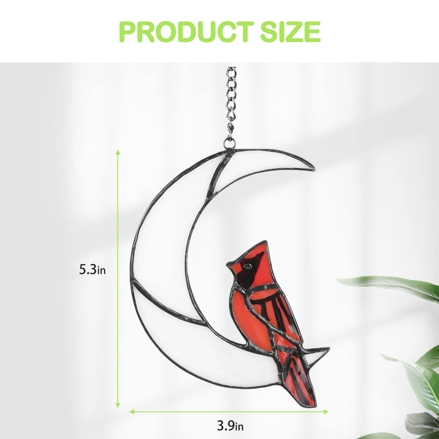 Cardinal Attrape-soleil En Vitrail Rouge à Suspendre Ornement Mural En Verre Renforcé Peint à La Main Décoration De Noël Maison Anniversaire Attrape-soleil Cadeau Pour Grand-mère Amoureux Des Oiseaux