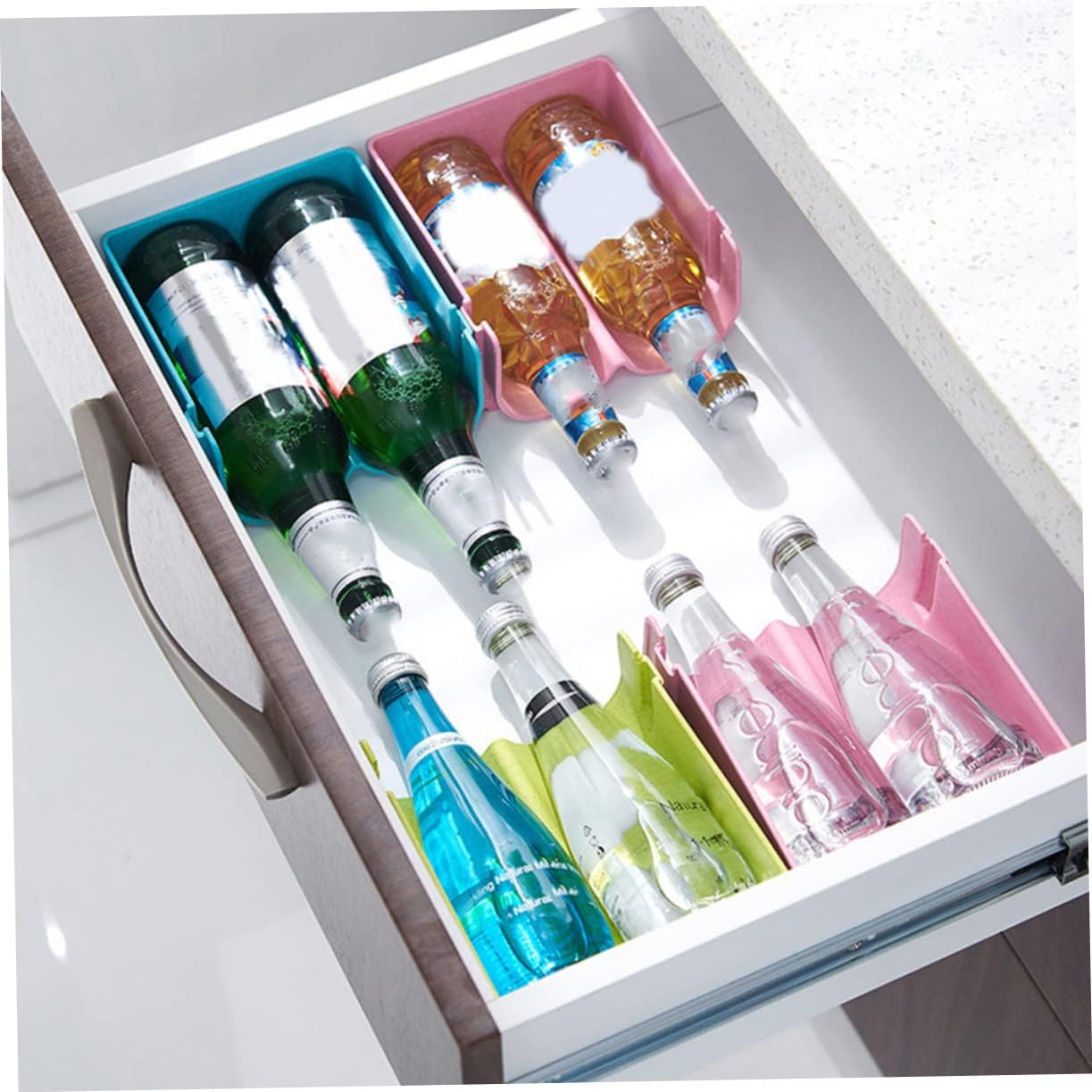 3pcs Stackable Refrigerator Drink Organizer Creative Beverage Storage Box for Beer Cans and Wine Easy to Clean and Space-saving Kitchen Gadget Green