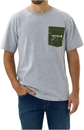 Carhartt Mens Relaxed Fit Heavyweight Short Sleeve Camo Pocket T-Shirt