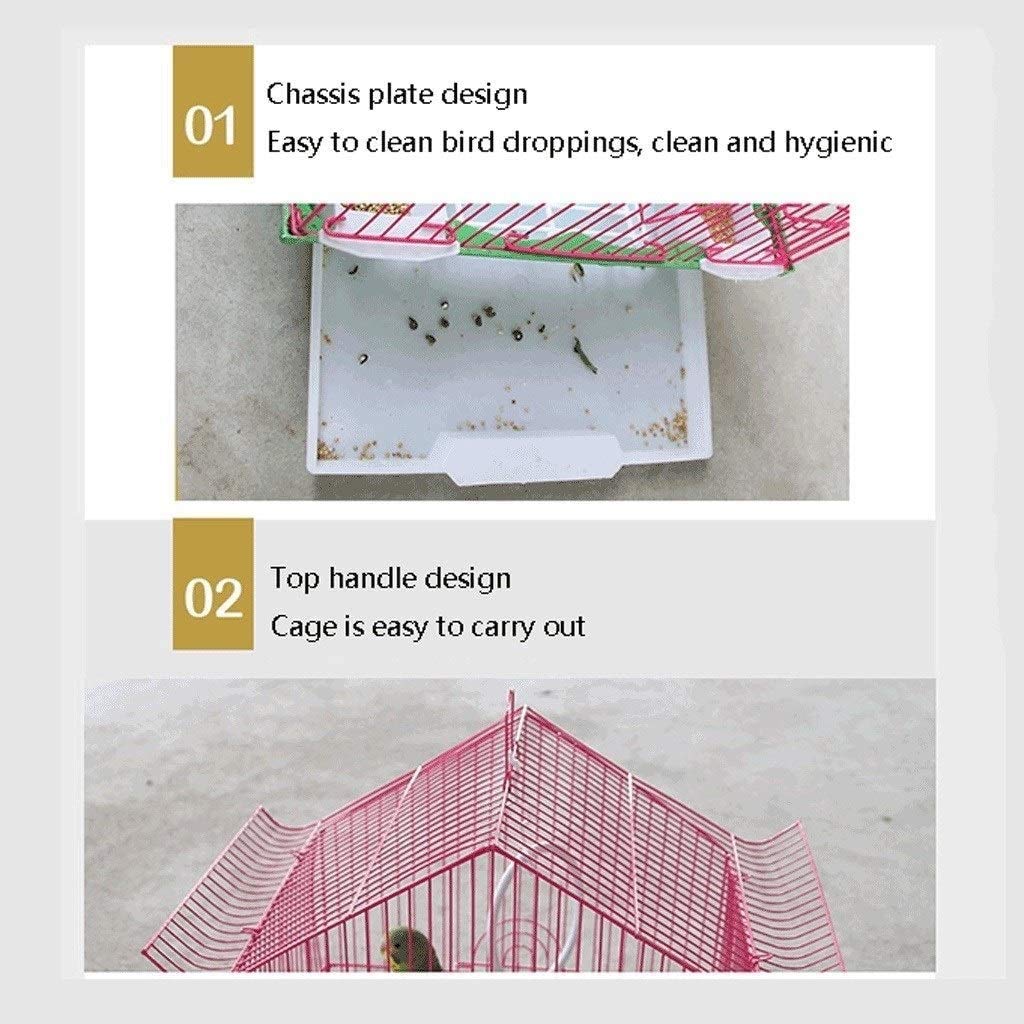 Klatka dla ptaków Podróżna klatka dla papug, prezent dla miłośników ptaków Klatka dla ptaków Kreatywna papuga Klatka dla ptaków Metal (różowy)