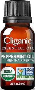 Cliganic USDA Organic Peppermint Essential Oil, 100% Pure Natural Undiluted, for Aromatherapy | Non-GMO Verified