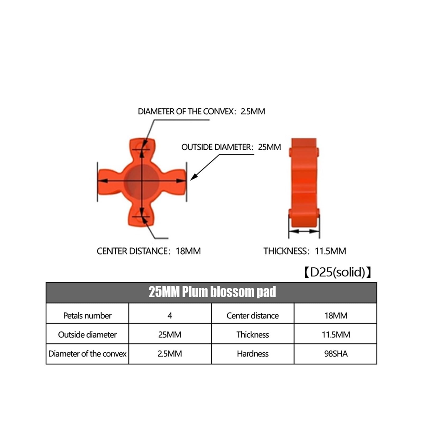 Giunto for albero flessibile, giunto a ganascia prugna D25L30 cnc