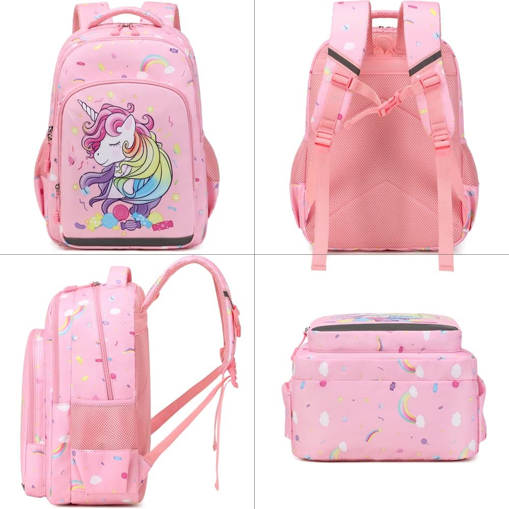 Meisohua Girls School Backpack 3pcs Set Girls Backpack with Lunch Box Lightweight Kids Bookbag Water Resistant Casual Daypack