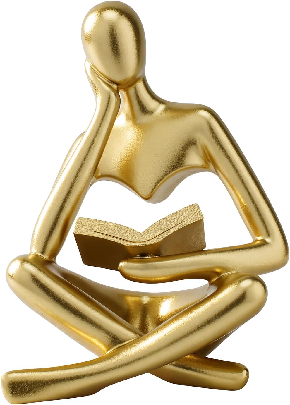 YRYUNRUI Gold Decor Thinker Statue, Abstract Art Reading Women Figurine, Resin Modern Aesthetic Thinker Sculpture Home Decor for Bookshelf Home Living Room Bedroom Office Desktop TV Stand