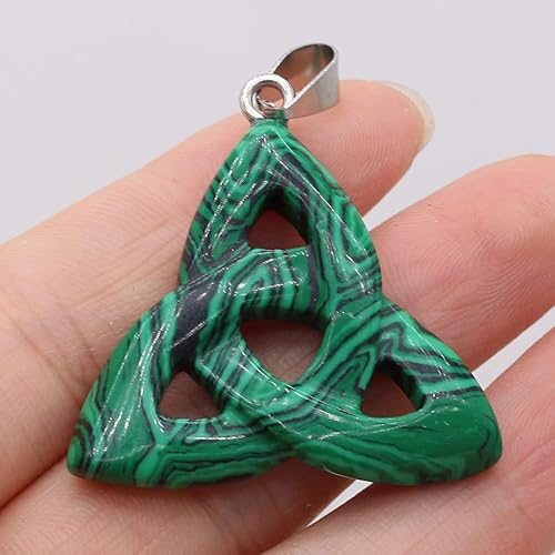 Miniatura 7 de 3 piezas de piedra semipreciosa natural colgante de tres anillos de cuarzo transparente ágata turquesa varias piedras de nudo celta irlandés