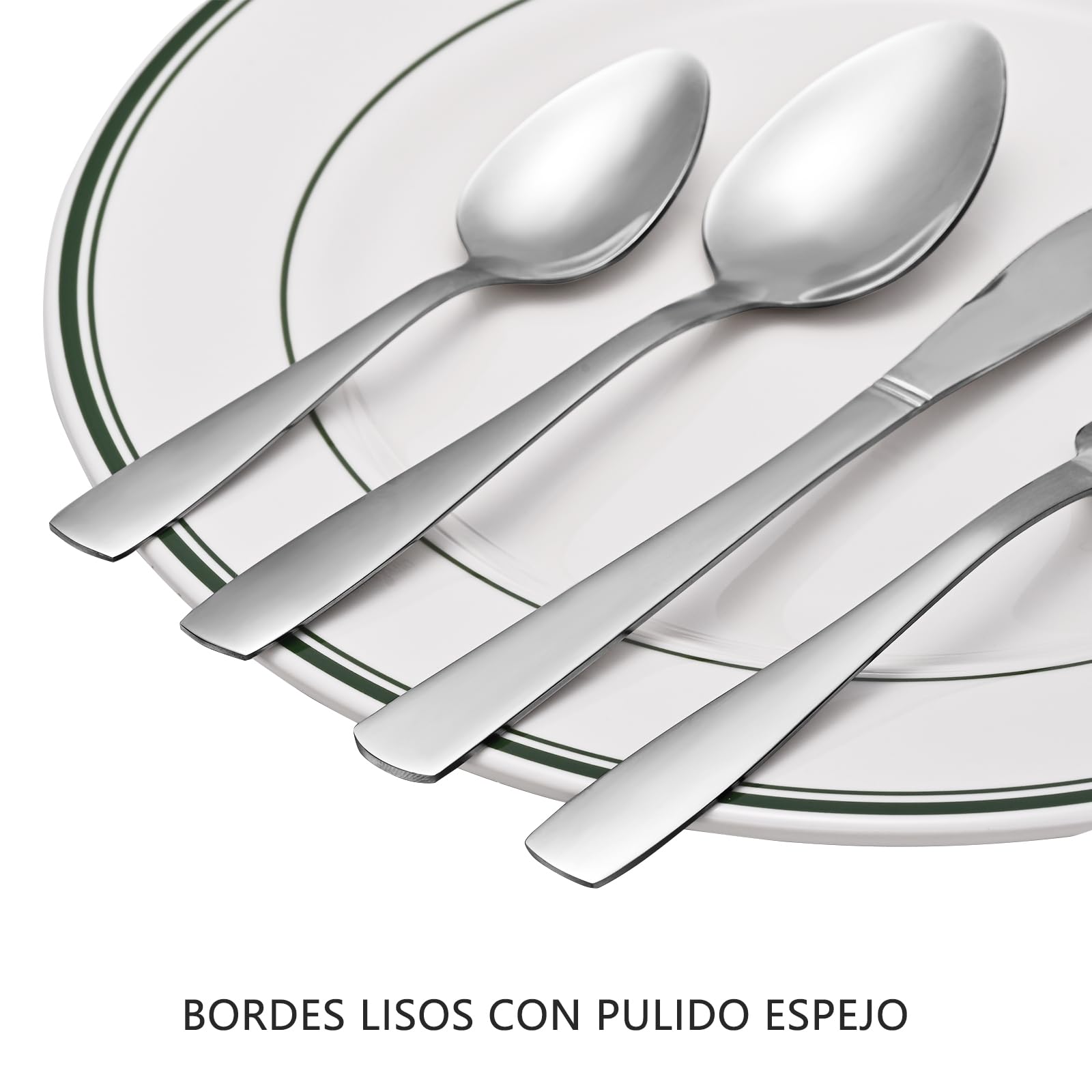 Juego de Cubiertos de Acero Inoxidable de 16 piezas -Otto Koning Hannover- pulido brillante. Cubertería para 4 personas. Set con Cuchara Cuchillo y Tenedor, Diseño Sencillo. Apto para lavavajillas