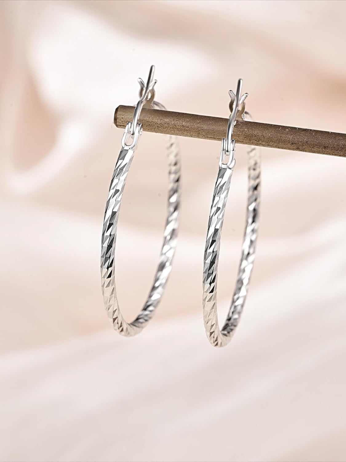 S925 Sterling Silver Minimalist Geometric Twist Circle Hoop Earrings - Durable, Hypoallergenic, and Nickel-Free Jewelry - Image 2