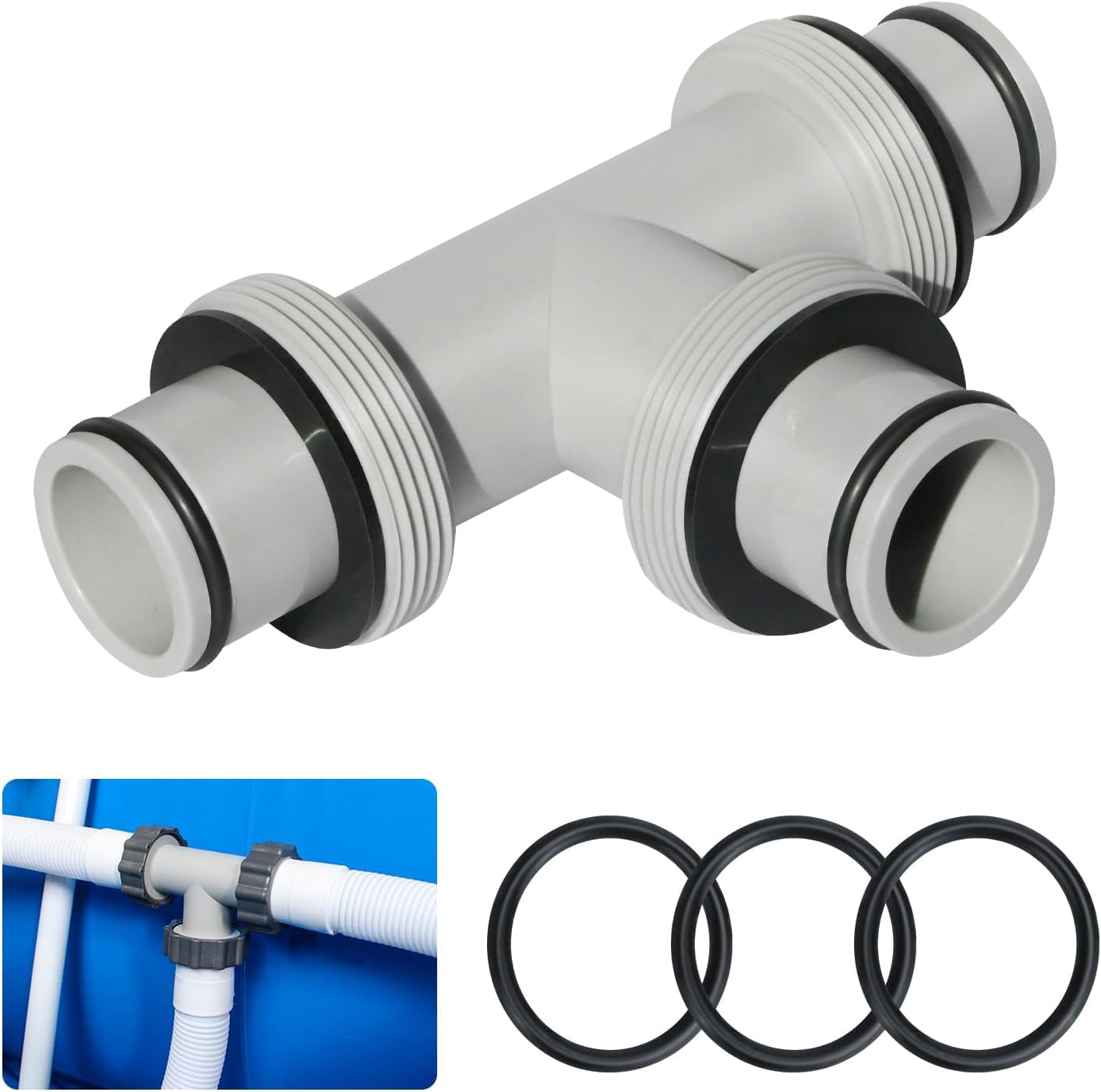Racor Manguera Piscina 38mm,Racor Bomba Piscina,Racor Manguera Piscina para Manguera Ø38 mm,para Piscinas Intex,Bestway,Coleman Adaptador