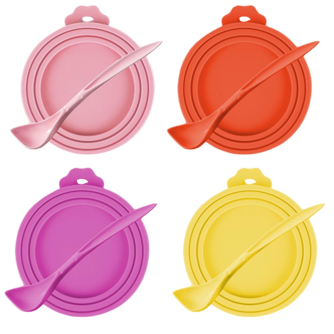 4PCS Tin Covers for Dog Food Universal Can Lids for Tins Silicone Tin Can Covers Lids for Dog Cat Food Pet Can Covers for Tins, Tin Lids for Cans with Dog Food Scoop