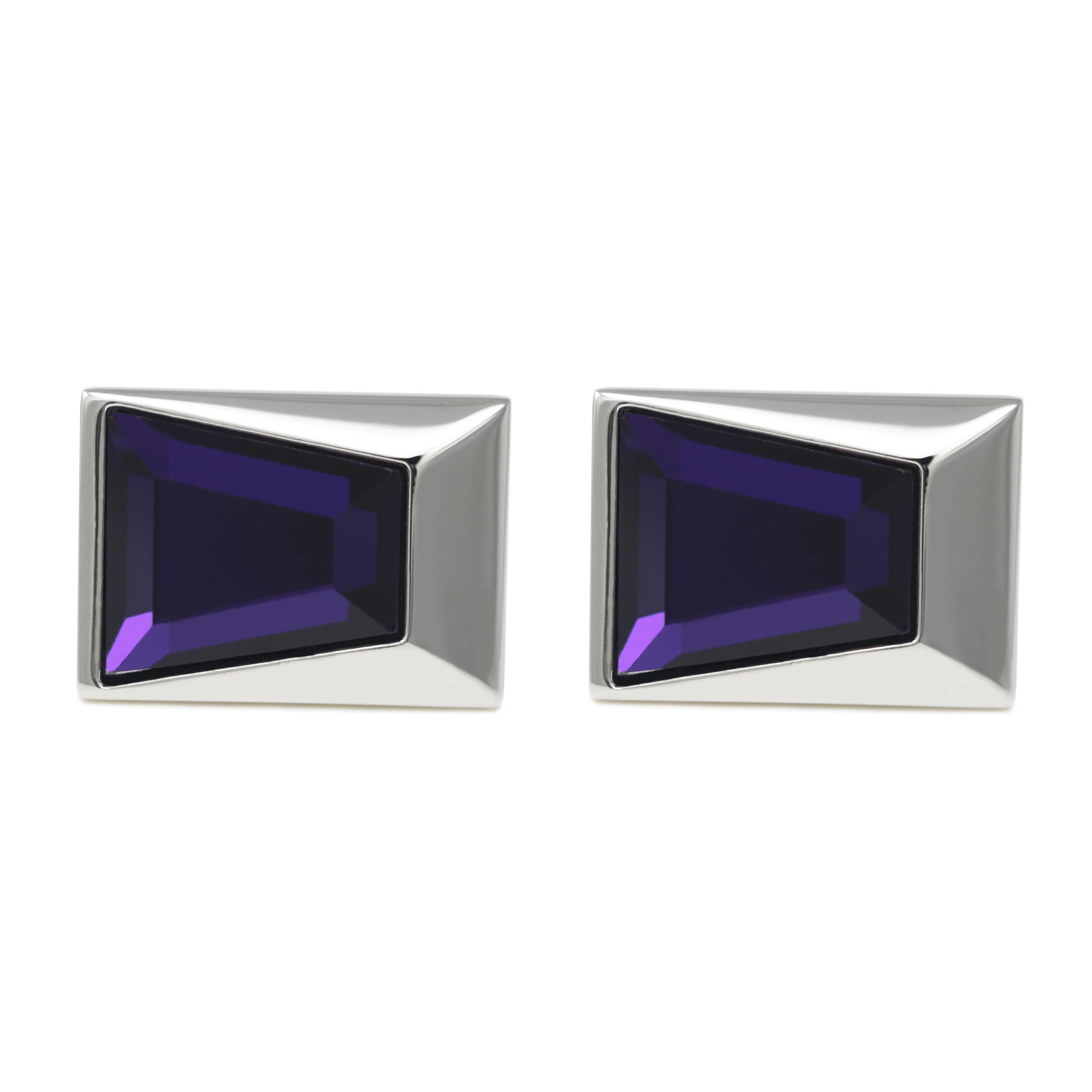 MENDEPOT Crystal Cufflinks With Box For Men Birthday Father's Day Wedding Grooms Gift Cufflinks (Rectangle/Purple)