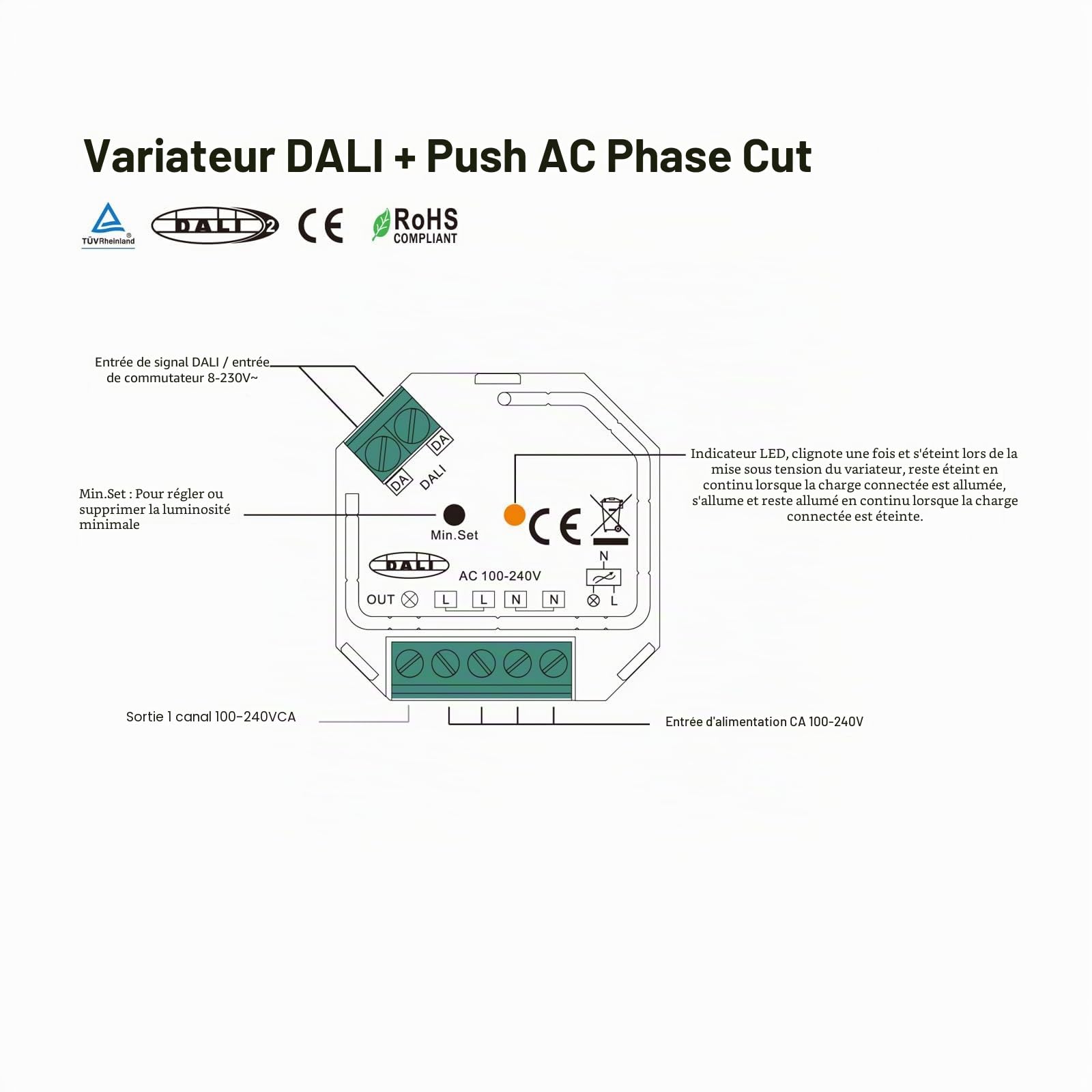 ConNEX DALI2Phasen 2303SAC Dimmateur de phase Coupe 100-240 V AC