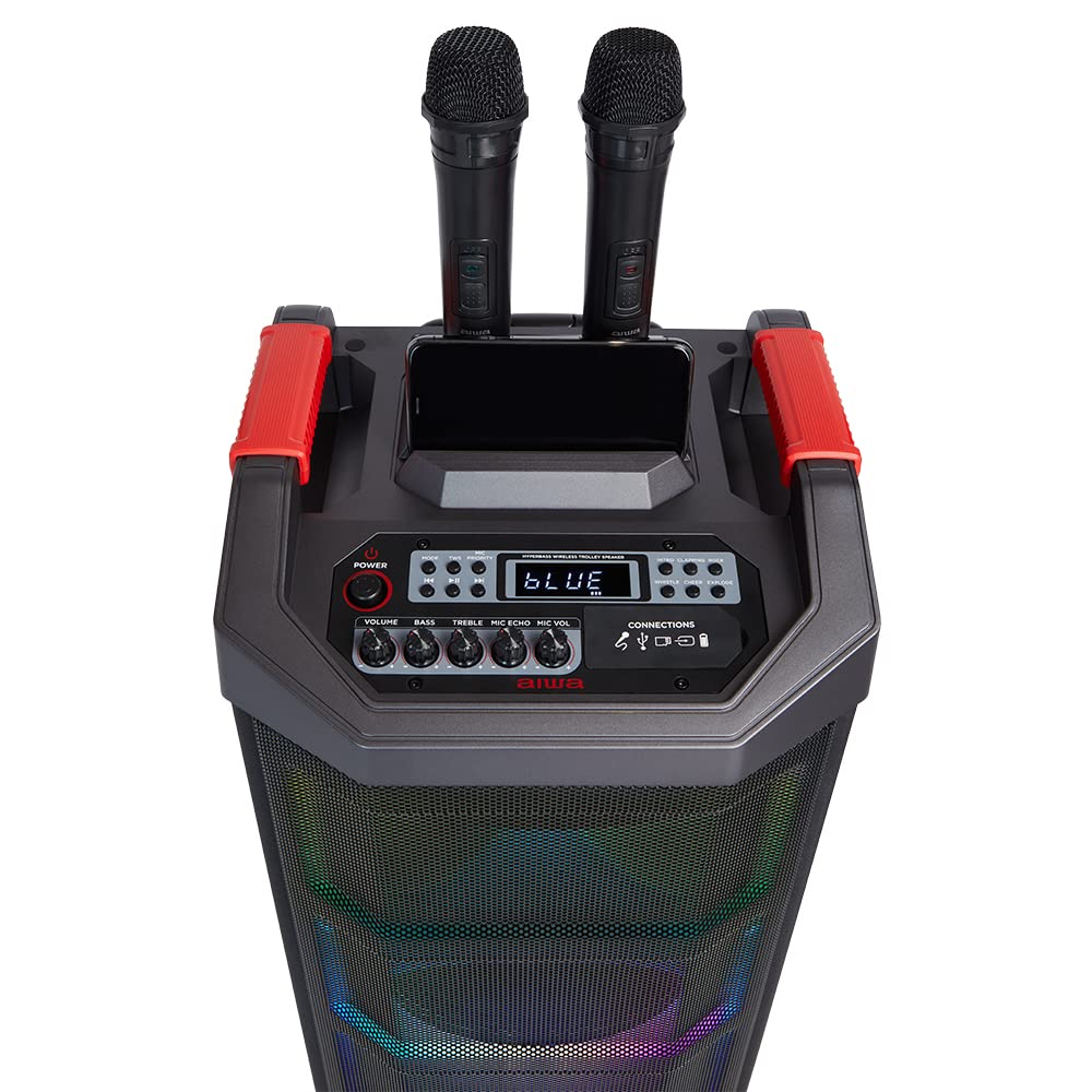 AIWA - KBTUS-710, TROLLEY PARTY SPEAKER 700 W, Bluetooth 5.0 portata 10m, TunerFM, porte USB/SD per Mp3 Recorder/Player, AUX in, 2 microfoni, batteria ric. durata 8 ore, AC adapter, telecomando