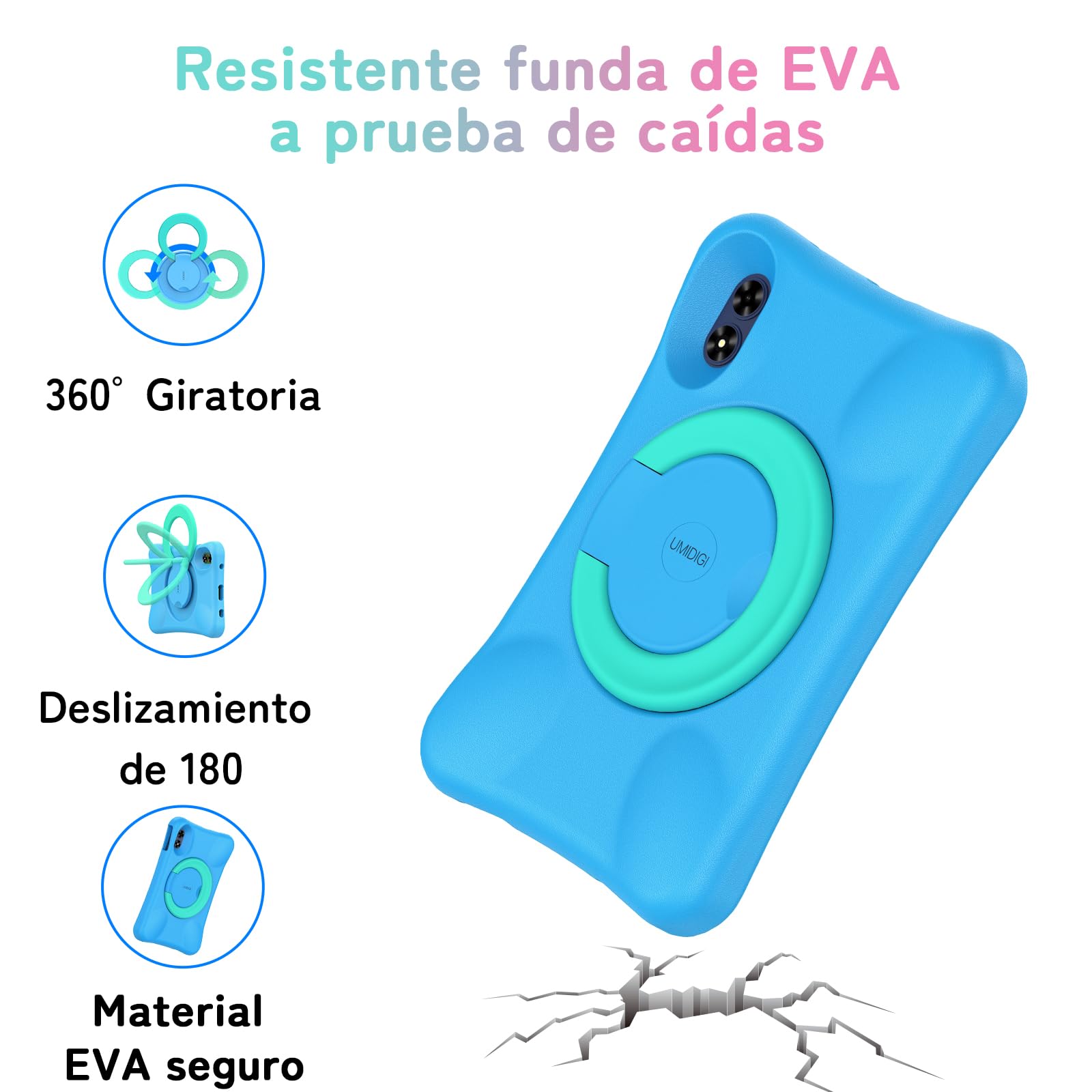 UMIDIGI - Tableta infantil de 10,1" Android 13, G2 a partir de 3 años, 8 GB (4+4) RAM + 64 GB ROM/1 TB, protección de los ojos 1280 x 800 HD, WiFi6, 6000mAh 8MP + 8MP con funda