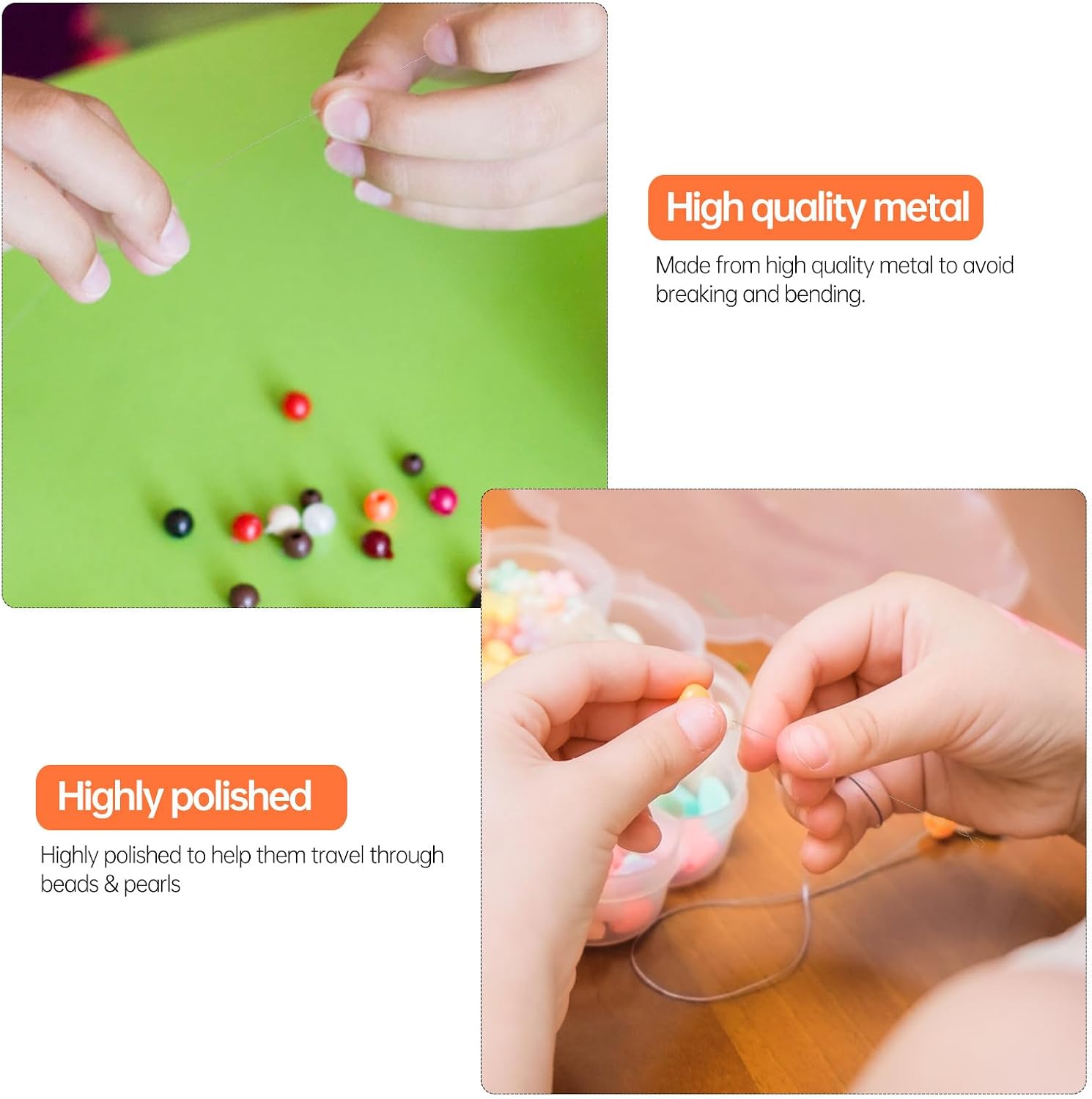 MUELODSIC 5pcs Metal Open Beaded Needles for Jewelry Making Thin Long Threading Needles for Beading Crafts Stable Performance DIY Tools for Embroidery and Hand Sewing