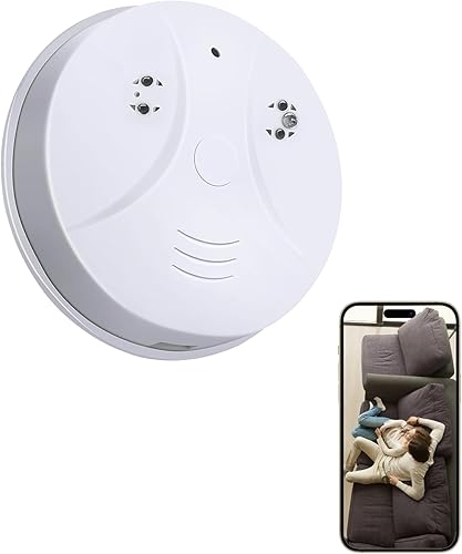 Cámara de seguridad inalámbrica, 1080P interior con detector de humo para vigilancia del hogar, cámaras de seguridad para interiores, visión