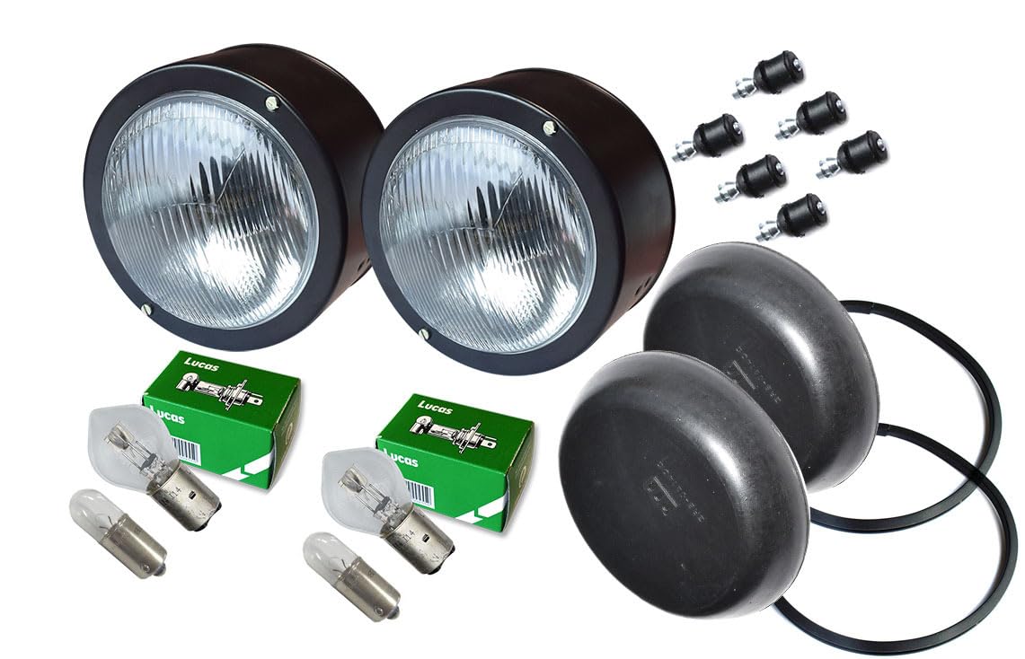 Scheinwerfersatz für Deutz „06“-Serie (D10006, D12506, D13006, D16006) – Komplett-Set mit 2 Scheinwerfern, Staubkappen, Glühbirnen, Halterung & Befestigungsmaterial
