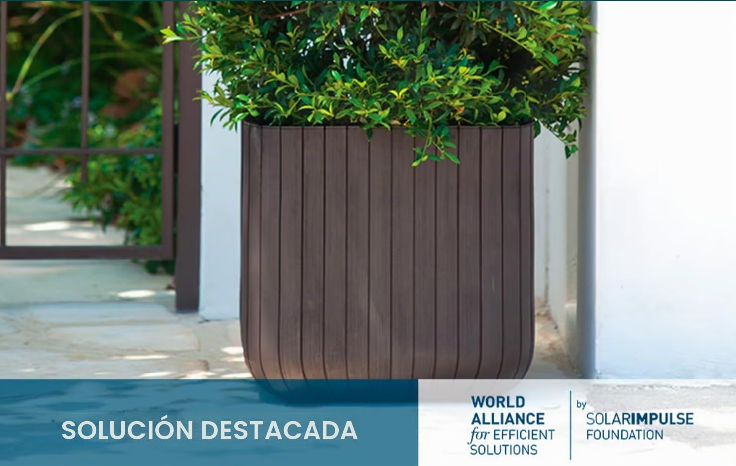 Keter Set de 2 Maceteros de Exterior Wood Planter, Cubo Redondo, 50L | 40x40x40 cm, color marrón