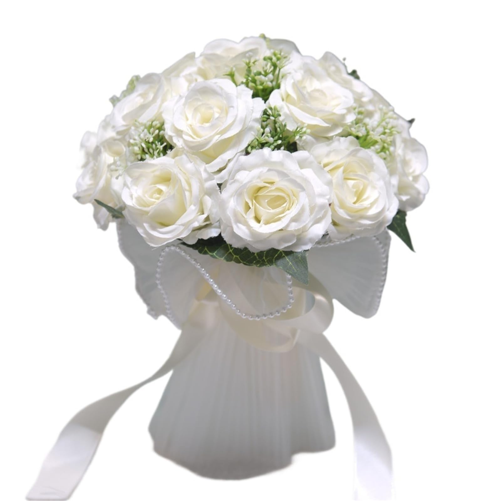 WENYOG Wedding Bouquet Bridal Flower Bouquet Artificial Silk Rose Peony Flower Wedding Bouquet Dahlia Orchid Bouquets(Color 5)