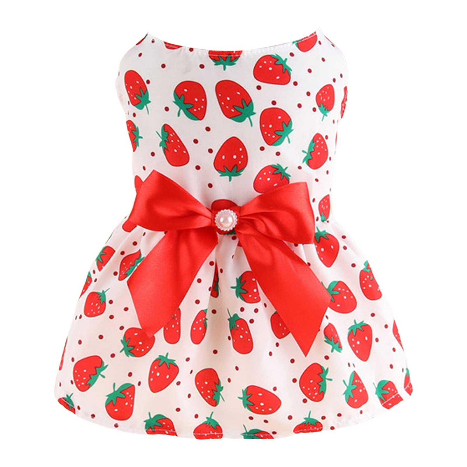 Luojuny Christmas Holiday Dog Dress, Valentine's Day Dog Skirts Bowknot, Vibrant Color Dog Princess Cosplay Costume, Mommy Puppy Shirt Skirt Doggie Dresses Pet Clothes Apparel for Dogs & Cats Red L