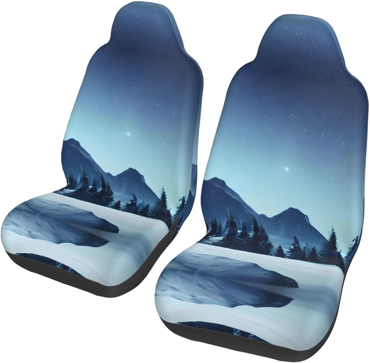 Universal Snowy Forest Printed car seat Covers are Suitable for Most Seats in Trucks, Vans, and Other Similar Vehicles.