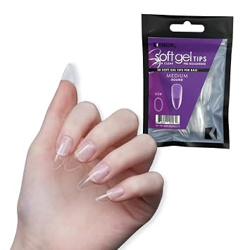 Soft Gel Tips Ultra Clear Pre-Roughened 550 pcs Medium Round